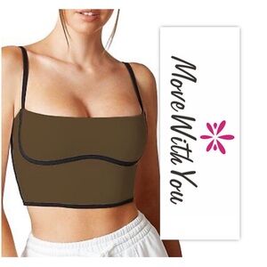 Move With You Mocha Padded Sports Bra Tank Top